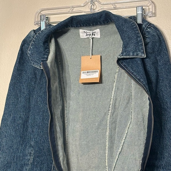 FLAWED NWT Reformation Kensington Denim Mini Dress Newport Blue Size 2 - Picture 6 of 12